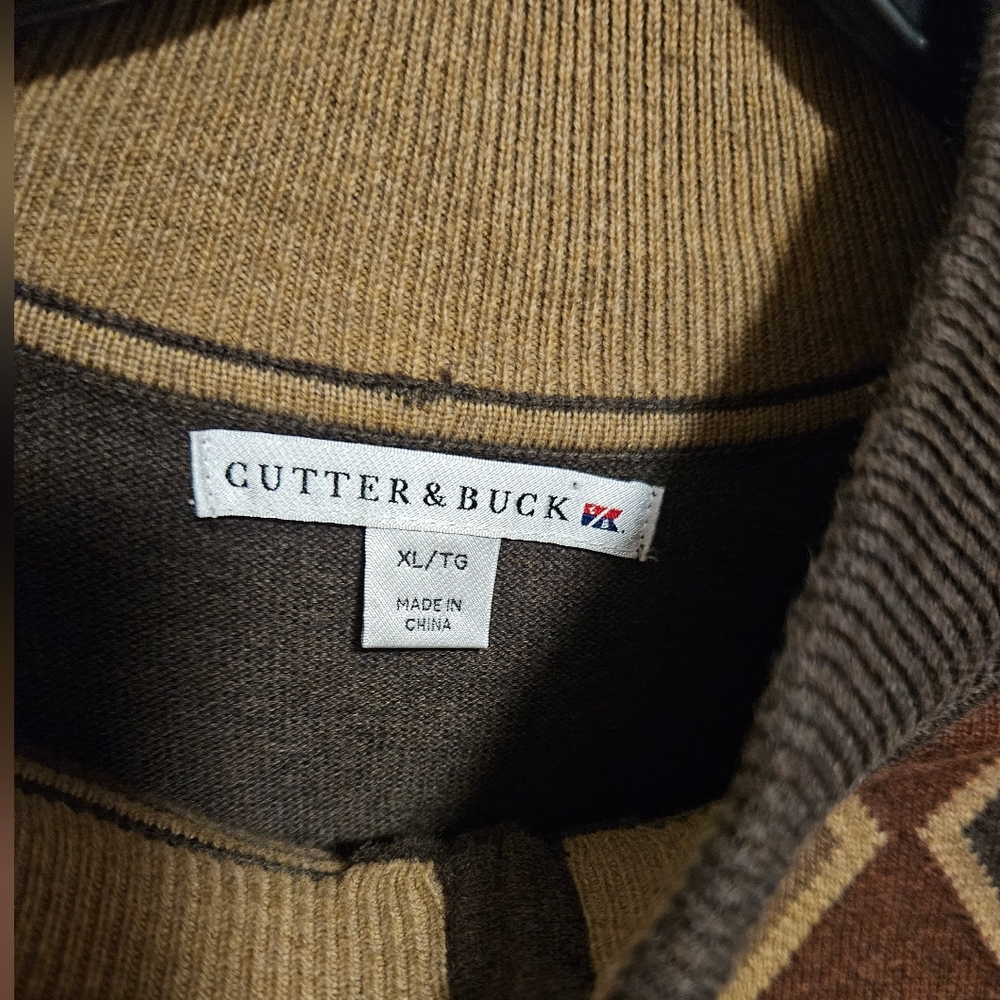 Cutter & Buck Mens Brown Argyle Sweater XL - Picture 2 of 2